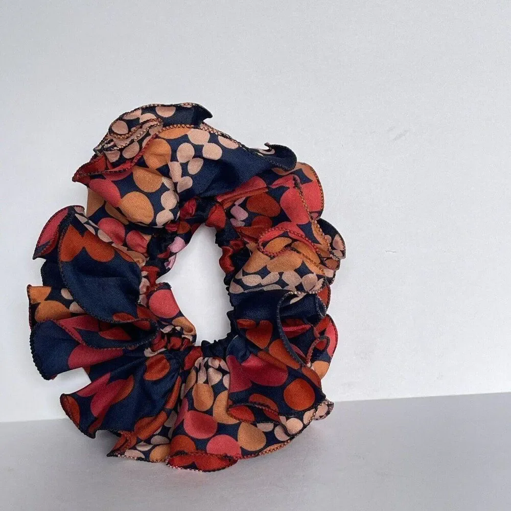 New Women Red Scrunchie Ruffled design Multicolor Polkadots